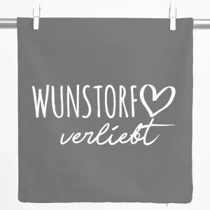 Декоративная наволочка Huuraa Wunstorf in love gift 40x40 см, серо-стальной хлопок, декоративная наволочка Wunstorf Hellweg Druckerei