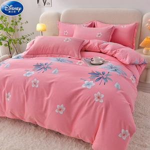 Disney Комплект постельного белья, 4 предмета, 150 см, пододеяльник 180x220 см, тропический стиль, розовый