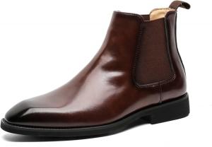 Мужские ботинки челси в стиле урбан, ретро, деловой, повседневный, формальный стиль, противоскользящие, удобные, подходят для работы, офиса, униформы, банкетов, свадебных костюмов, платьев, высокие кожаные ботинки Generic, коричневый
