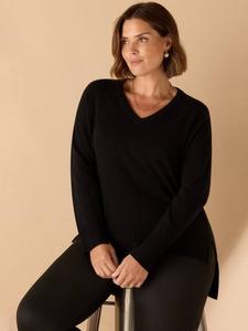 Вязаный джемпер с V-образным вырезом Live Unlimited, Black