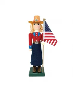 14-Дюймовая фигурка девушки-ковбоя и щелкунчика с флагом Santa'S Workshop, multi