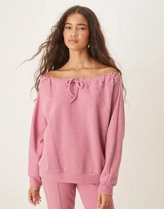 Супермягкая толстовка с открытыми плечами и завязками ASOS DESIGN розового цвета - PINK