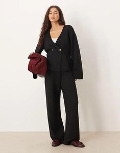 Широкие трикотажные брюки YAS черного цвета