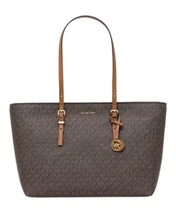 Большая сумка-тоут Quinn с фирменным логотипом и кожаной отделкой. Michael Kors, коричневый