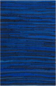 Ковер SAFAVIEH, 77 x 122 см, Rag Rug Collection, Blue & Multi, ручной работы, богемная полоска, хлопок, идеально для помещений с высокой проходимостью: прихожая, гостиная, спальня (RAR130B)