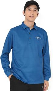 Мужская рубашка-поло с длинным рукавом Callaway C25233115, на флисовой подкладке, сохраняет тепло, клетчатый узор «гусиная лапка», теплая, для гольфа, синий