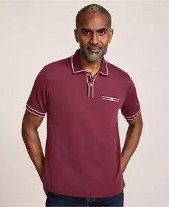 Мужская поло с коротким рукавом и скошенным карманом из ткани Supima Lands' End, красный