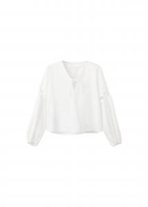 MANGO TEEN Блузка 'Mika' в крапчатом белом цвете