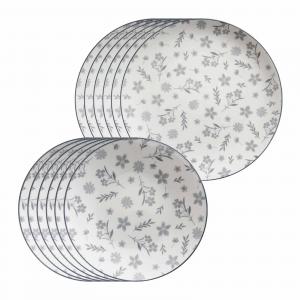 Ritzenhoff Breker Сервиз для стола «Сендай, цветок», серый, набор из 12 предметов