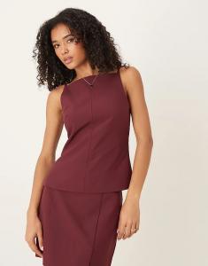 Приталенный топ-комбинезон ASOS DESIGN темно-вишневого цвета