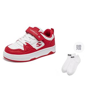 HOBIBEAR Детские кроссовки с низким верхом, устойчивые к истиранию, дышащие, белые, красные, для повседневной носки