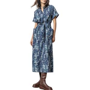 Платье макси на пуговицах в цвете Petrol/ivory Lilla P