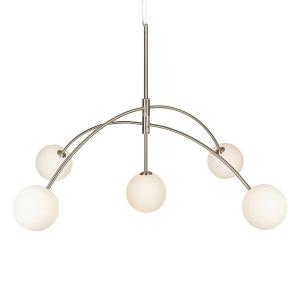 Светодиодный подвесной светильник Markslöjd Heaven, матовое стекло / нержавеющая сталь - 5-пламенное - серебро