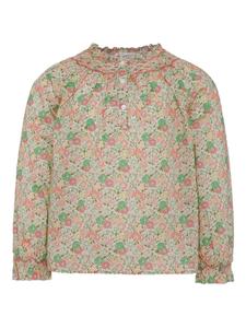 Блузка с цветочным принтом и оборками Bonpoint, розовый