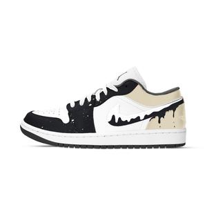 Jordan Air 1 Melting Snow Dance устойчивые к истиранию низкие винтажные баскетбольные кроссовки unisex черные белые желтые