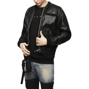 DIESEL Кожаная куртка мужская черная