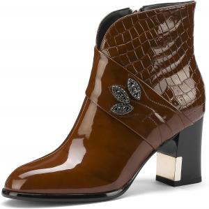 Женские сапоги TDD Western Gladiator на зиму, ботильоны до щиколотки с очень широкой голенью, ботинки для женщин Chelsea из кожи с массивным каблуком, праздничные, боевые, утепленные ковбойские сапоги на высоком каблуке, U Yellow