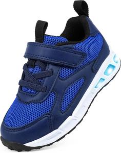 Детские кроссовки YESKIS для мальчиков и девочек со светодиодной подсветкой, легкие, сетчатые, дышащие, очаровательные, для бега, для малышей и маленьких детей, синий/синий