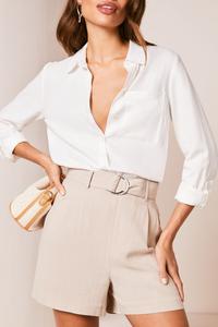 Льняные шорты с поясом Lipsy, коричневый