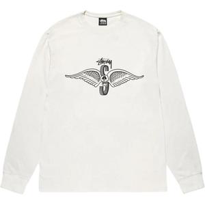 Футболка с длинным рукавом Skull Wings Pigment Dyed Stussy, белый