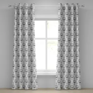 Шторы-ламбрекены ABAKUHAUS Tattoo с абстрактным рисунком горных деревьев и орла, приключения на природе, декоративные двухпанельные шторы, 280 см x 225 см, цвет: черный, белый, светло-серый