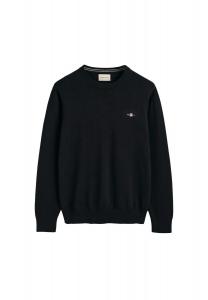 Мужской свитер - CLASSIC COTTON C-NECK, вязаный свитер, круглый вырез, хлопок GANT, черный