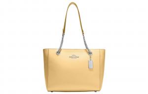 Coach Женская сумка-тоут Cammie из зернистой кожи, сумка для покупок, дамская сумочка, сумка через плечо, желтого цвета