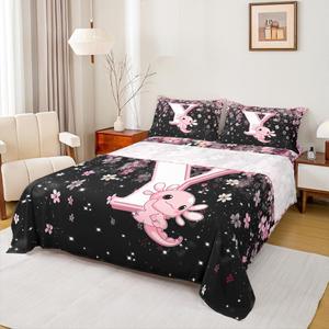 Erosebridal Комплект постельного белья Cute Axolotl с японской сакурой и морскими животными для девочек, Pink Y