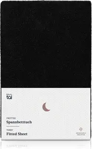 Простыня на резинке Terry 160x200 см - Простыня на резинке из махры для матрасов глубиной до 25 см - Теплая простыня на резинке из махры - Черная простыня Blumtal