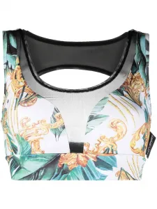 Спортивный бюстгальтер с цветочным принтом Plein Sport, зеленый
