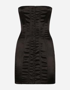 Короткое атласное платье без бретелек Dolce & Gabbana, черный