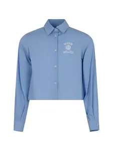 Рубашка с вышитым логотипом Msgm Kids, синий