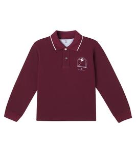 Рубашка-поло из хлопкового пике с логотипом Brunello Cucinelli Kids, Amaranto