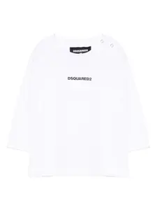 Футболка с длинными рукавами и принтом логотипа DSQUARED2 KIDS, белый