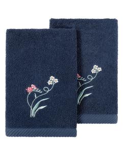 Набор из двух полотенец для рук Stella из турецкого хлопка с вышивкой Linum Home, цвет marine