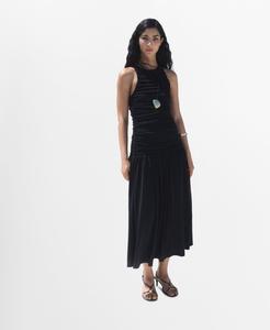 Женское платье миди со сборками MANGO, Black