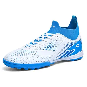 Футбольные бутсы для детей и подростков с амортизацией ударов и износостойкостью D&W, белый/синий