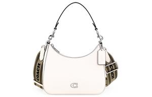 Хобо из холста с кожаной деталью в форме полумесяца плечевая сумка через плечо дамская среднего размера белая COACH