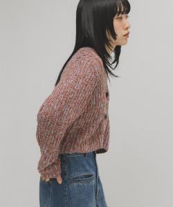 Короткий кардиган из ткани с неоднородной текстурой Kbf, цвет Brown And Other Colors