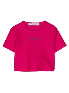 Футболка с эффектом металлик и логотипом Philosophy Di Lorenzo Serafini Kids, розовый