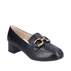 Женские черные лаковые лоферы Violet 52 на каблуке RIEKER