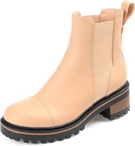 Женские кожаные байкерские ботинки Journee Collection MIRETTE с блочным каблуком, Natural