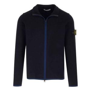 Куртка compass-patch high-neck zipped cardigan jacket 'black' Stone Island, черный