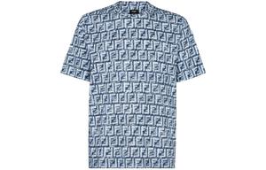 Футболка из хлопка с узором FF Fendi, синий