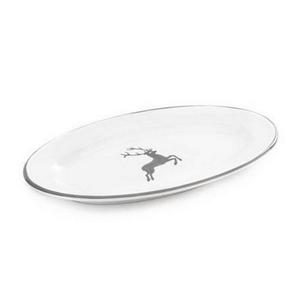 Тарелка Серый олень овальная с флагом для гурманов 21x14x2,1 см Gmundner Keramik, серый