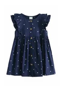 Платье повседневное, прямого кроя, с двойными оборками на рукавах. Next, Navy Spot