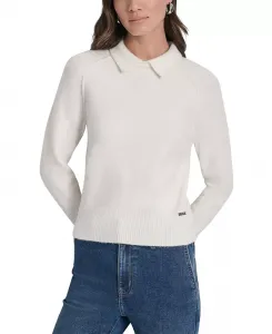 Маленький пуловер-поло DKNY Jeans, слоновая кость/кремовый