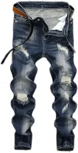 Мужские джинсы slim straight с потертостями SIDUFHAOPKLL