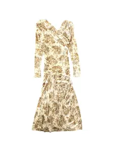 Платье с цветочным принтом и длинными рукавами GANNI, нейтральный