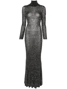 Платье макси с высоким воротником BALENCIAGA, черный